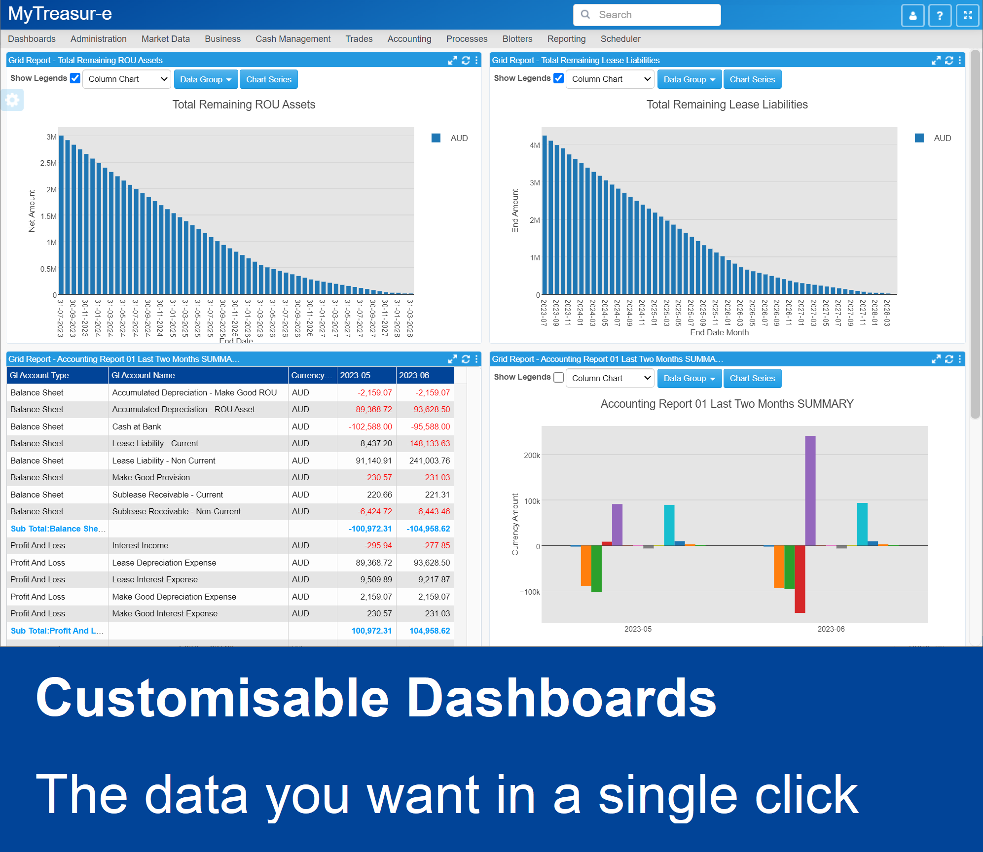 screenshot of MyTreasur-e Lease Accounting